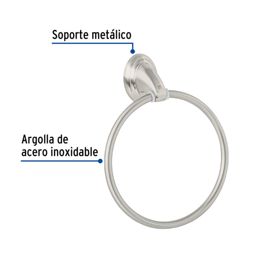 Toallero argolla metálico acabado satín, Foset Aqua 45998