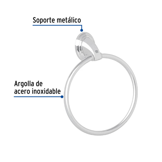Toallero argolla metálico acabado cromo, Foset Aqua 45996