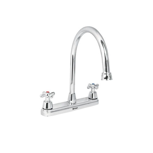 Mezcladora fregadero 8" cromo, cuello largo, cruceta, AQUA 49686