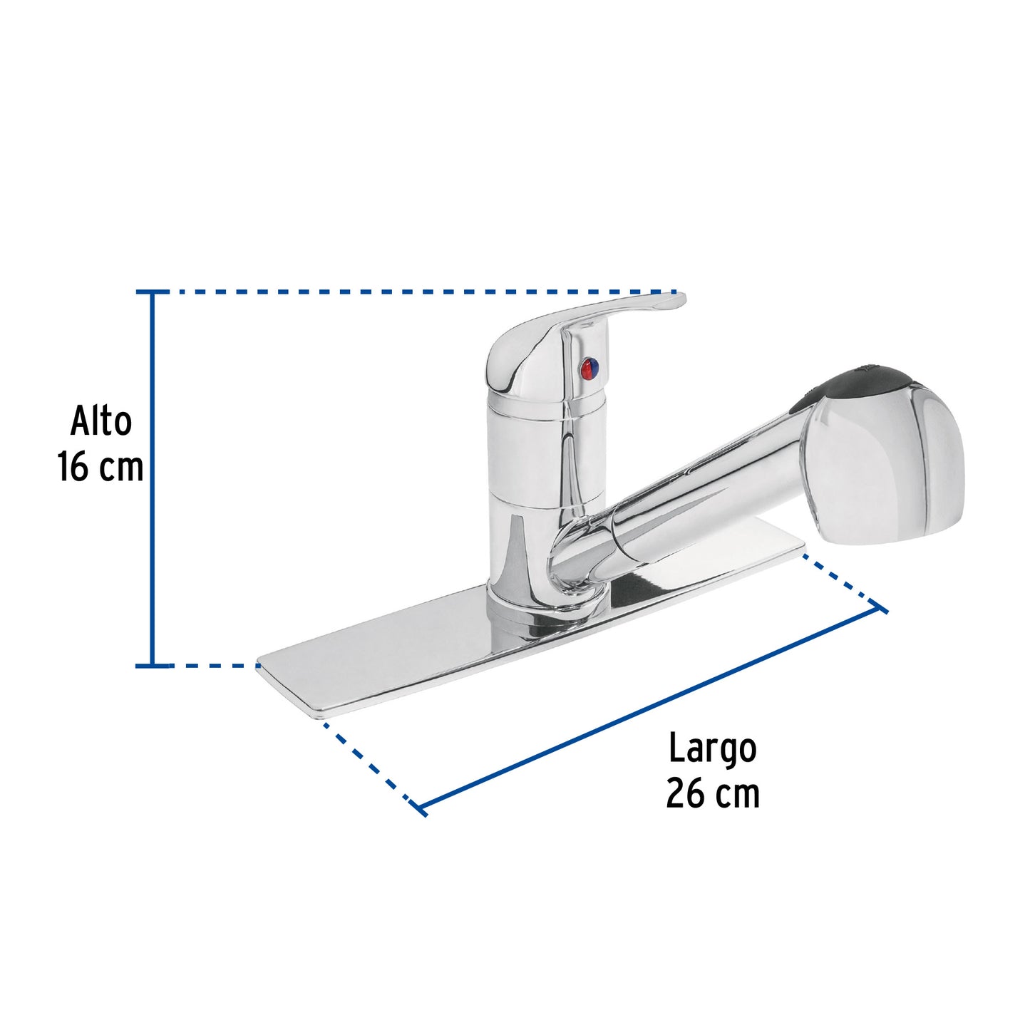 Monomando fregadero cromo, cuello extraíble, AQUA 49685