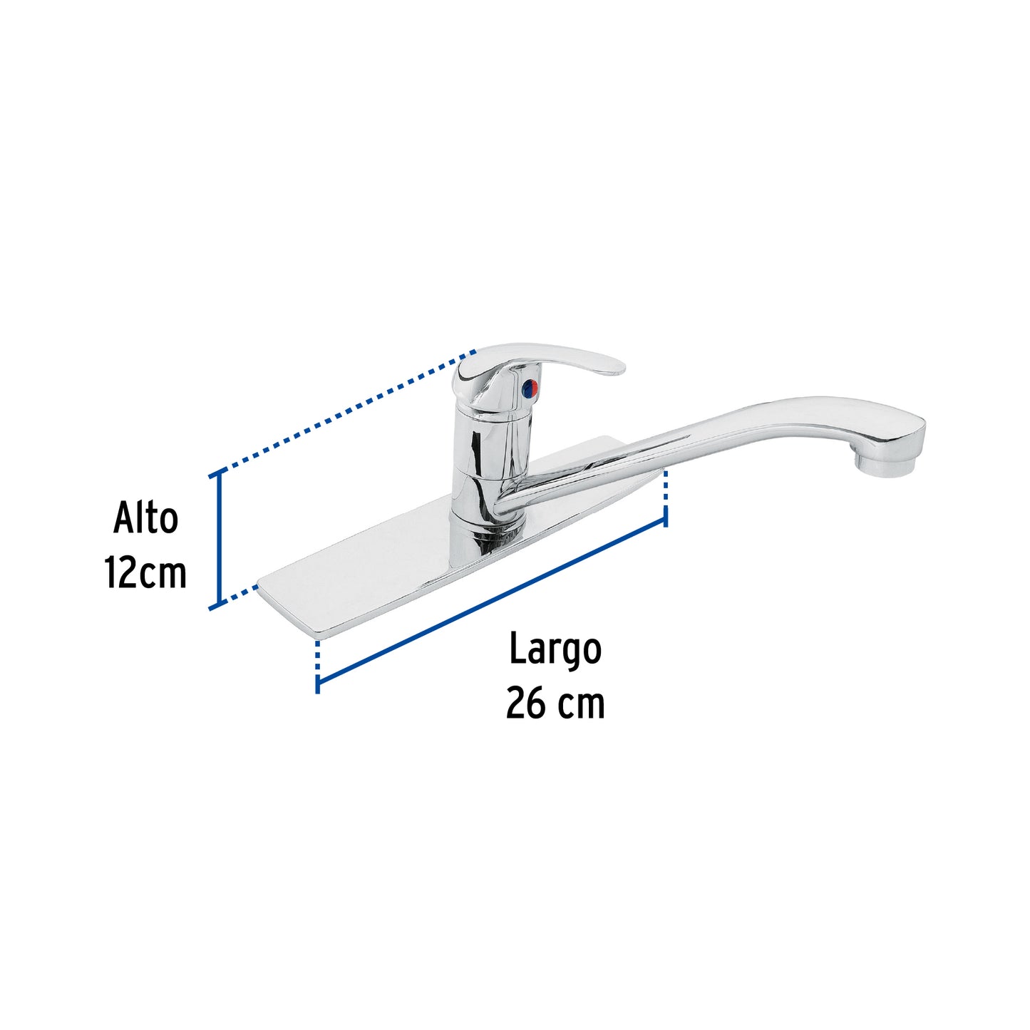 Monomando fregadero cromo, cuello recto, AQUA 49407