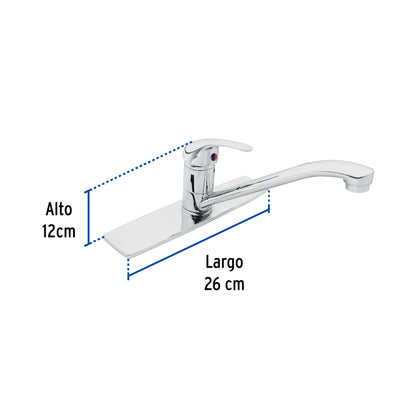 Monomando fregadero cromo, cuello recto, AQUA 49407