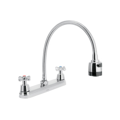 Mezcladora fregadero 8" cromo, cuello flexible, cruceta, AQUA 49819