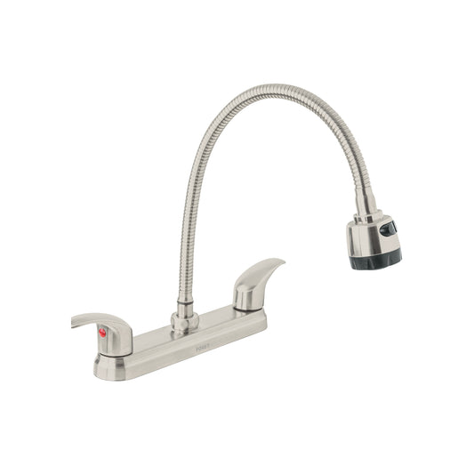 Mezcladora 8" p/fregadero, flexible, palanca, satín, Aqua 47916