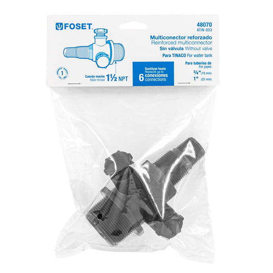 Multiconector polipropileno para tinaco, sin válvula, FOSET 48070