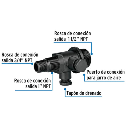 Multiconector polipropileno para tinaco, sin válvula, FOSET 48070