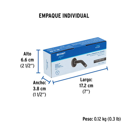 Brazo corto con chapetón para regadera, negro mate, Foset 47647