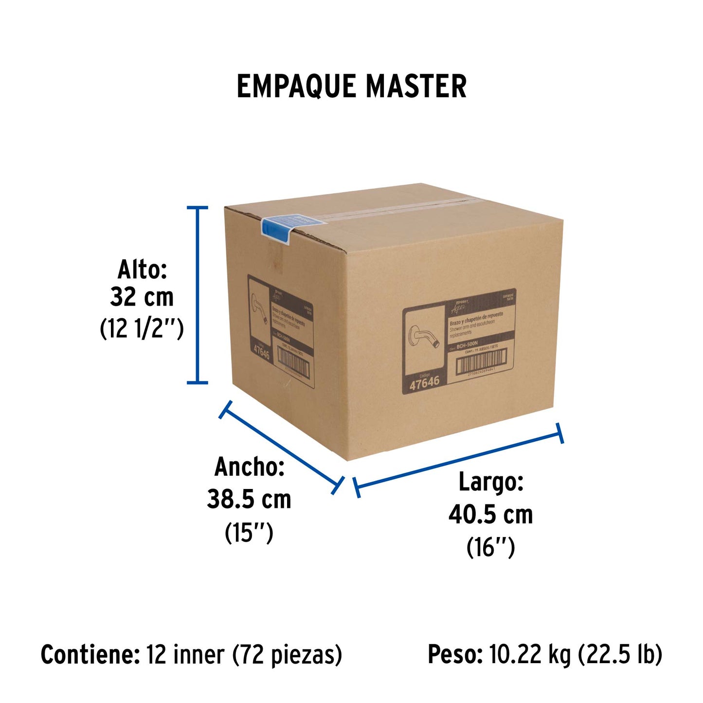 Brazo corto con chapetón para regadera, satín, Foset 47646