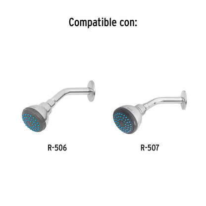 Brazo de acero cromado y chapetón de acero inox p/regadera 49378