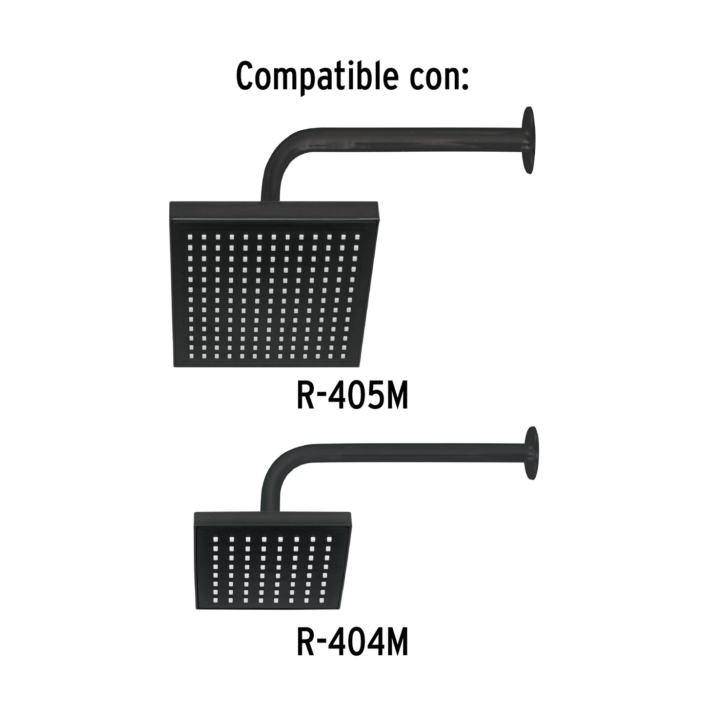 Brazo recto con chapetón para regadera, 30 cm, negro mate 47649