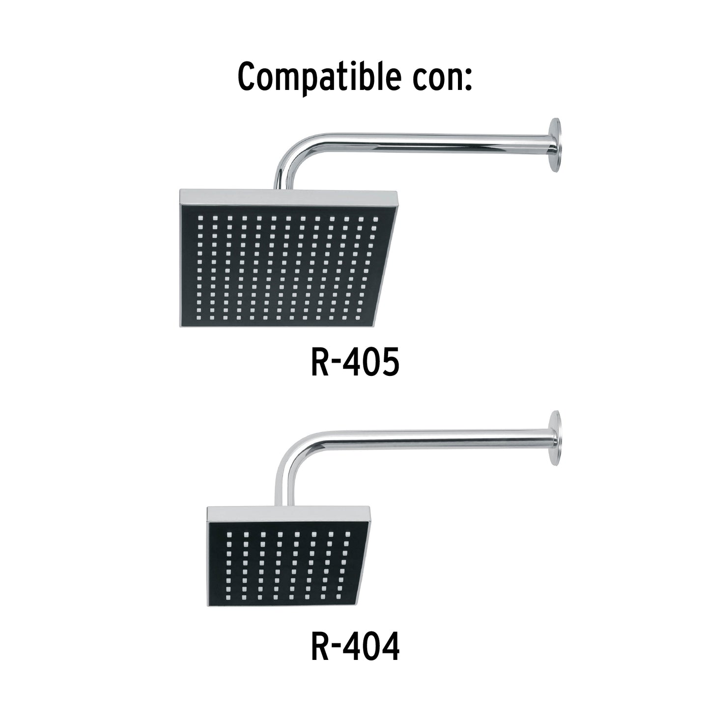 Brazo recto con chapetón para regadera, 30 cm, cromo, Foset 44506