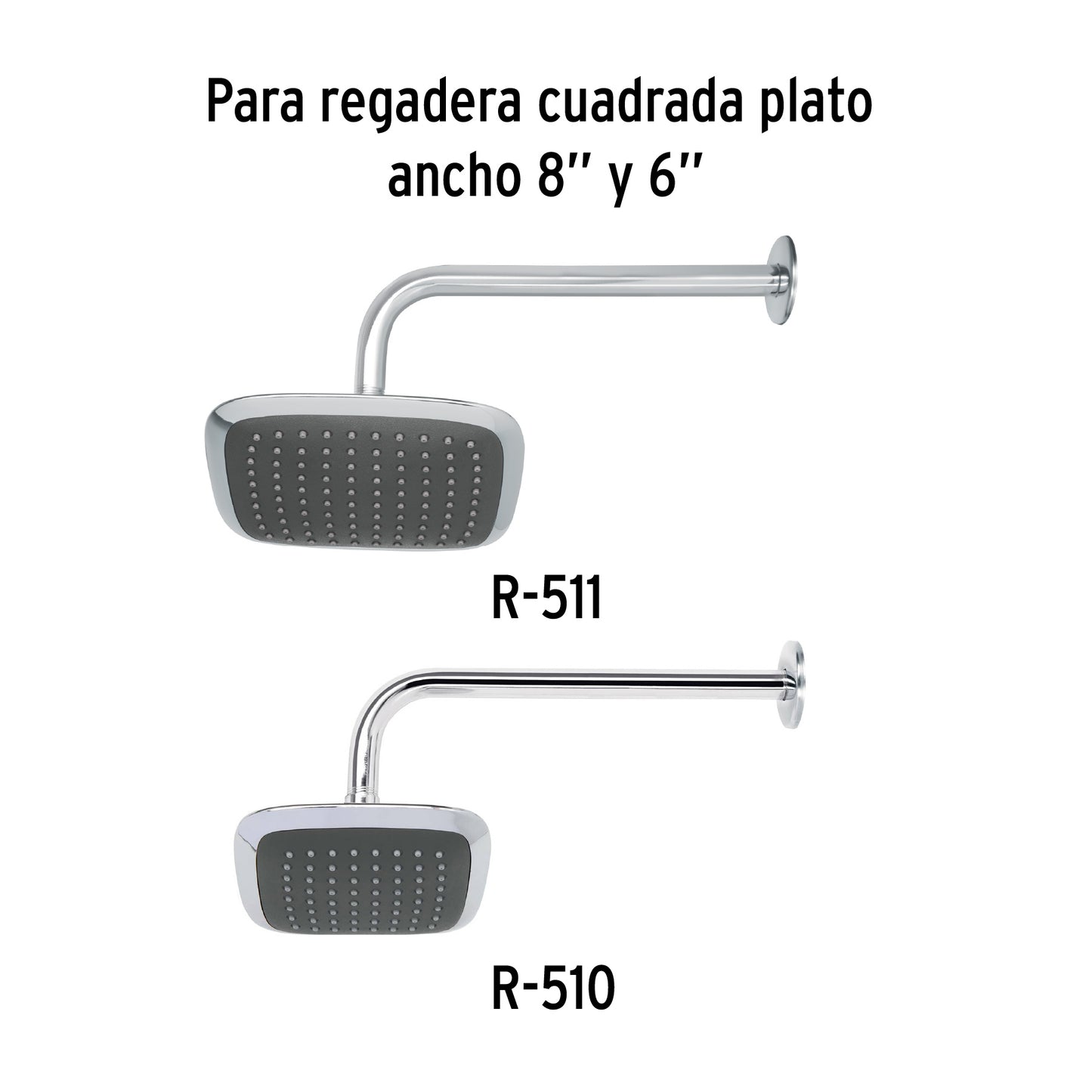 Brazo recto con chapetón para regadera, 30 cm, cromo, Foset 44506