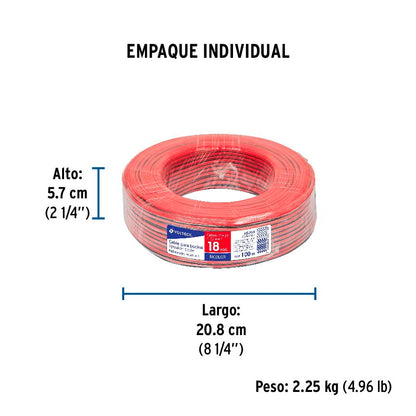 Rollo de 100 m de cable polarizado bicolor p/bocina 18 AWG