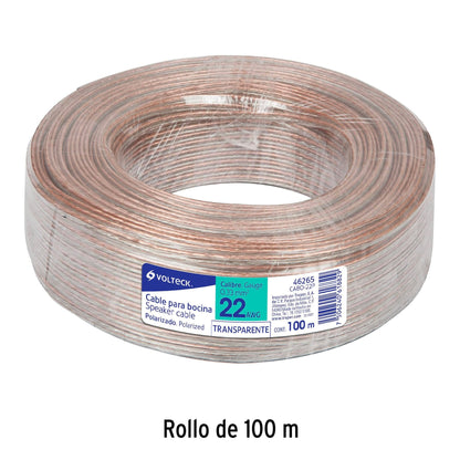 Rollo de 100 m cable polarizado transparente p/bocina