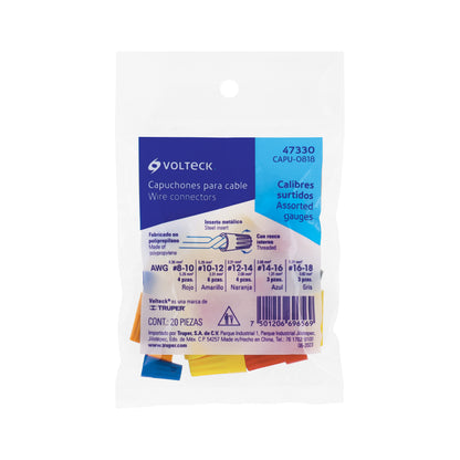 Bolsa con 20 capuchones para cable, calibres surtidos