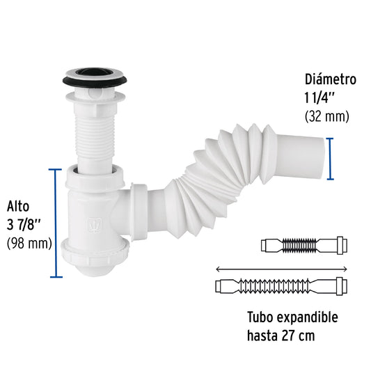 Céspol de bote 1-1/4", contra, polipropileno, para lavabo 49366