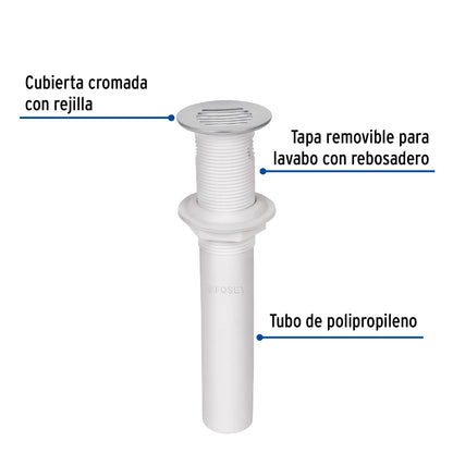 Contra para lavabo c/rebosadero, polipropileno, 1-1/4" 49333