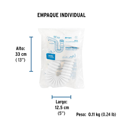 Céspol flexible 1 1/2", contra, polipropileno para fregadero 49370