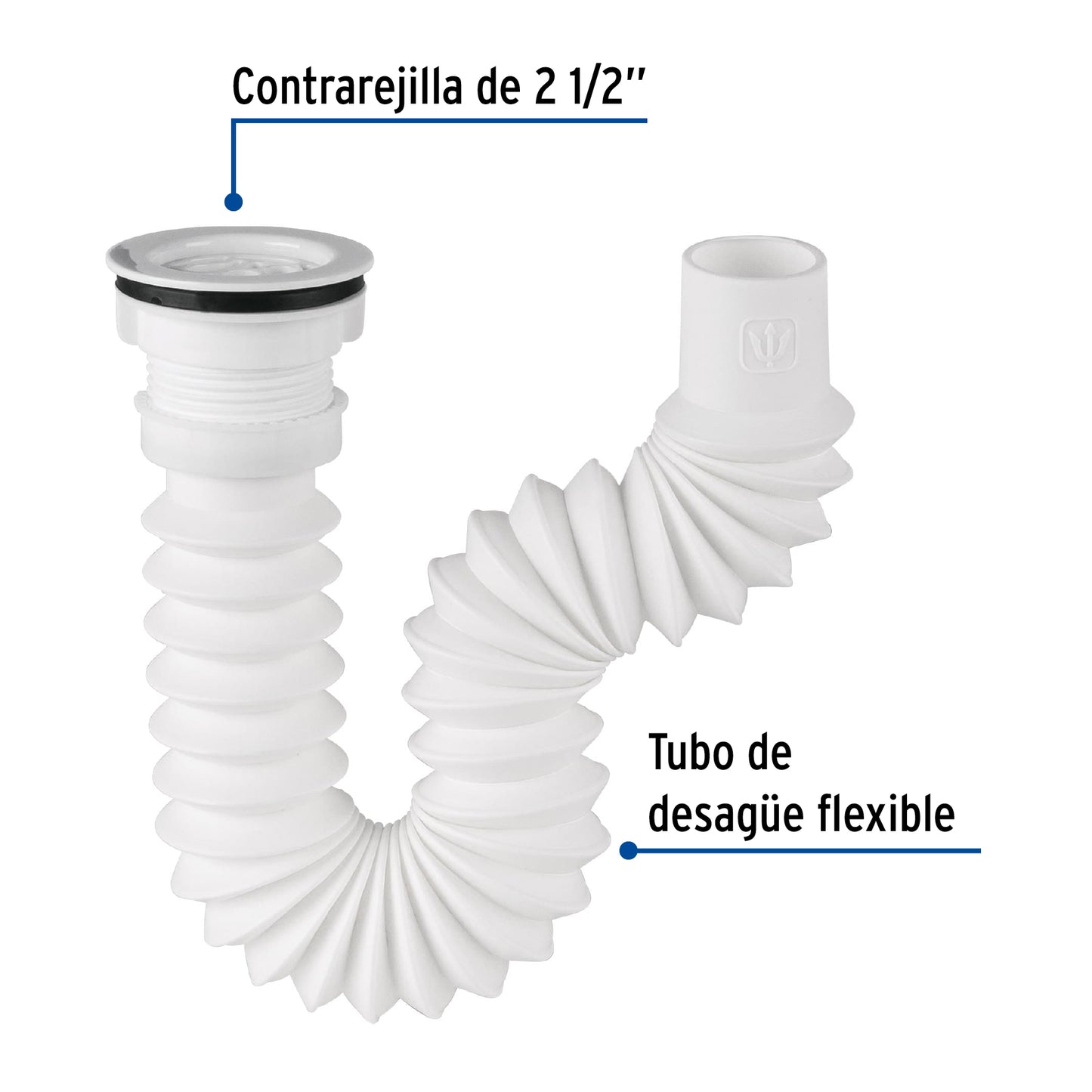 Céspol flexible 1 1/2", contra, polipropileno para fregadero 49370