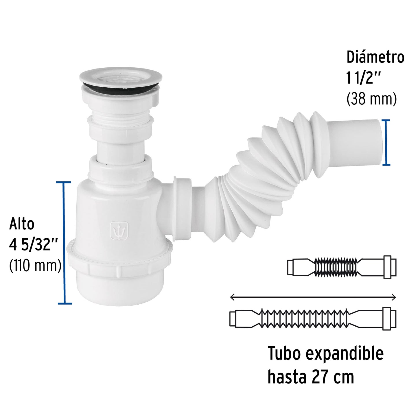 Céspol de bote 1 1/2", contra, polipropileno, para fregadero 49371