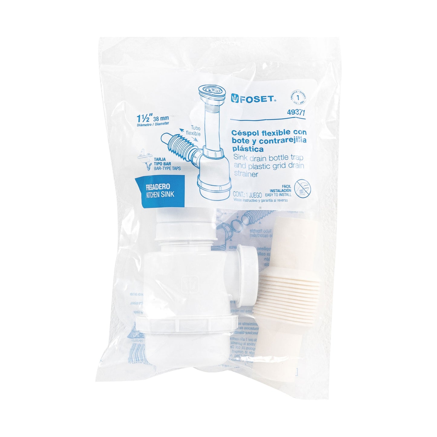 Céspol de bote 1 1/2", contra, polipropileno, para fregadero 49371