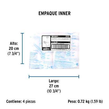 Céspol de bote 1 1/2", contra, polipropileno, para fregadero 49371