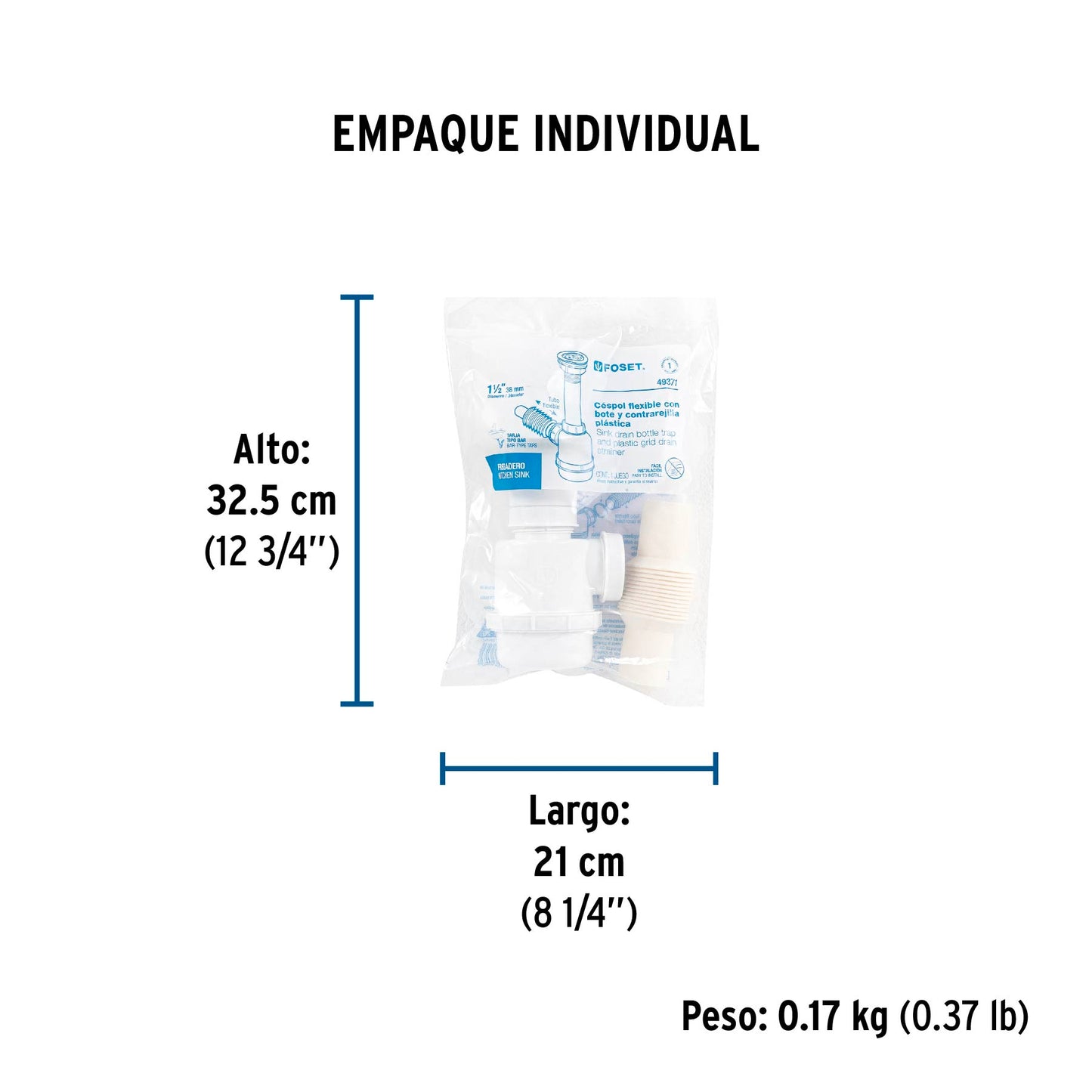 Céspol de bote 1 1/2", contra, polipropileno, para fregadero 49371