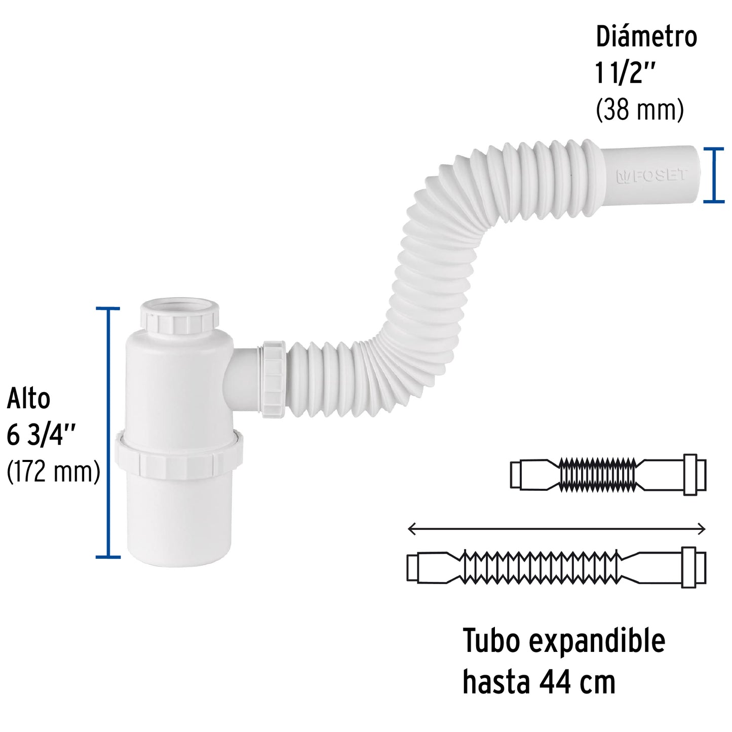 Céspol de bote 1-1/2", s/contra, polipropileno, p/fregadero 49334