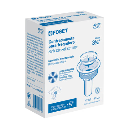 Contracanasta 3-1/2" inox, tubo inox, Foset