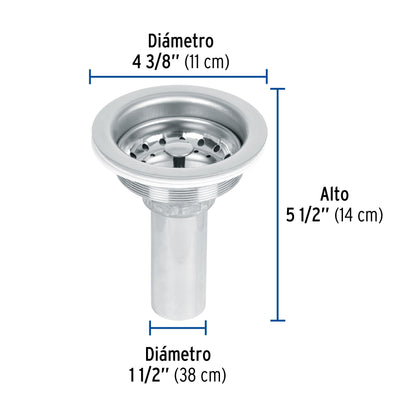 Contracanasta 3-1/2" inox, tubo inox, Foset