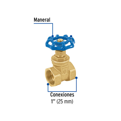 Válvula de compuerta de latón roscable de 1", FOSET 49019