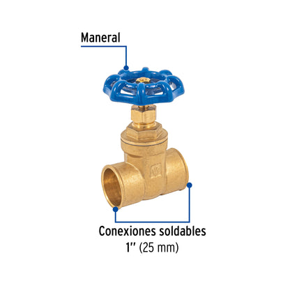Válvula de compuerta de latón soldable de 1", FOSET 49025