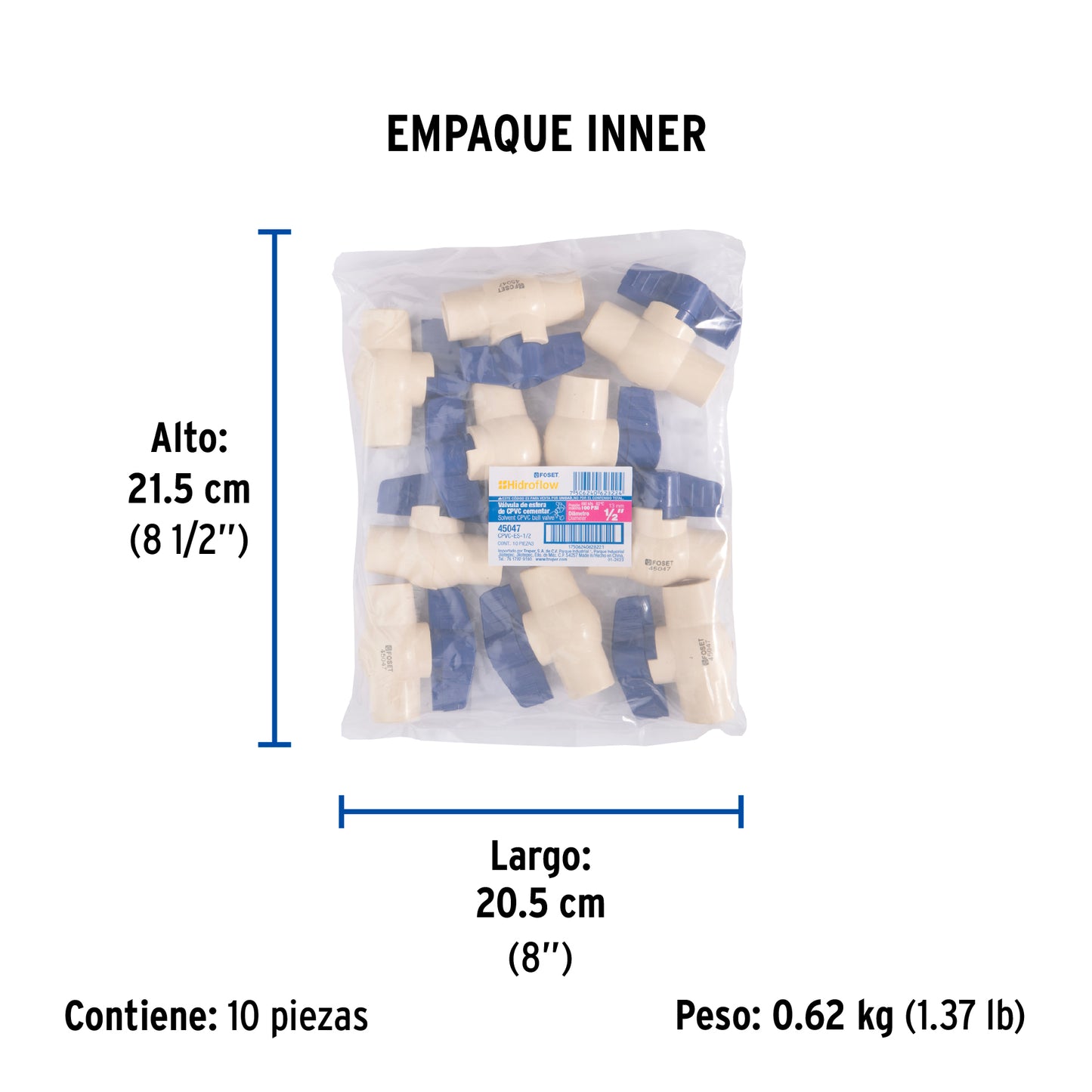 Válvula de esfera de CPVC de 1/2", FOSET 45047