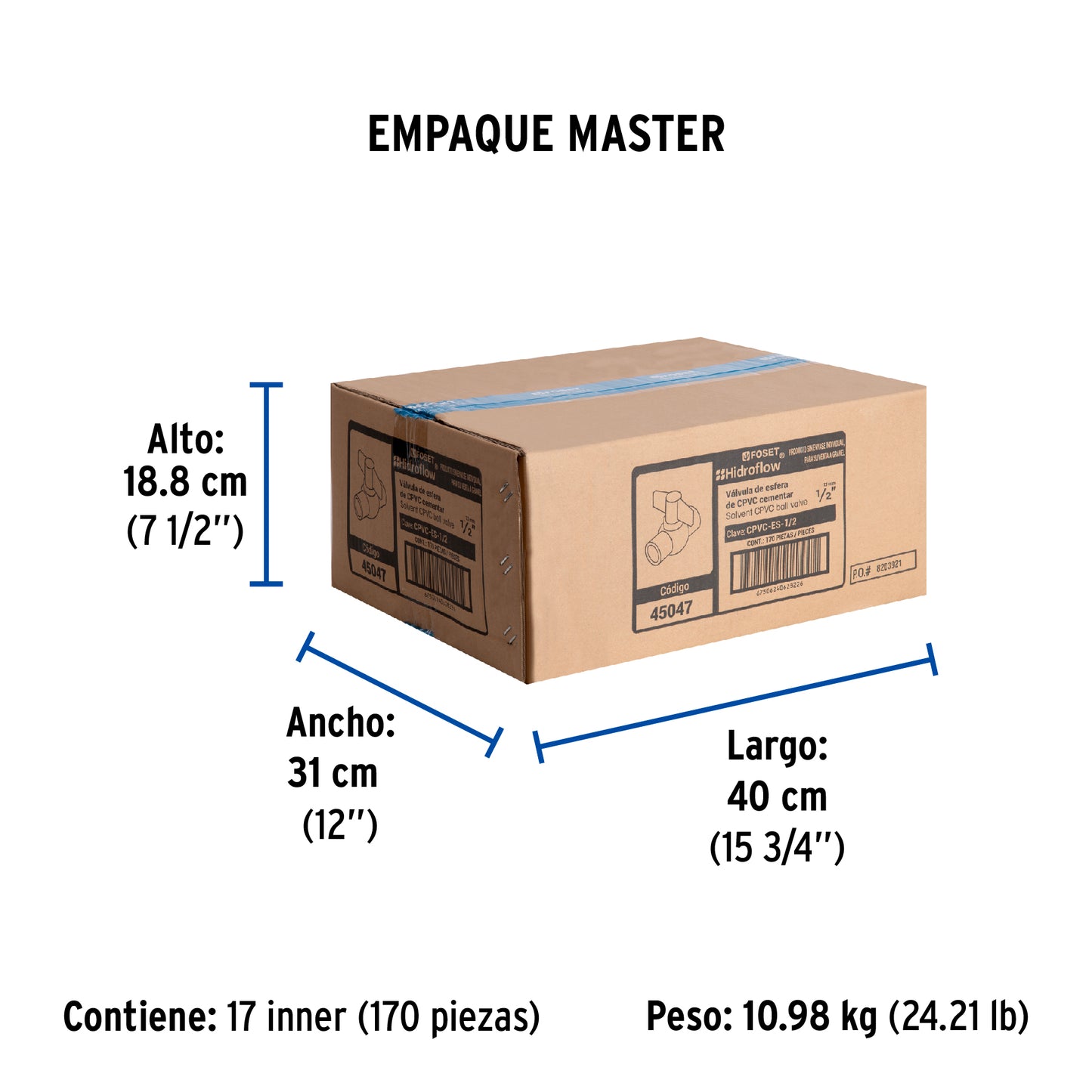 Válvula de esfera de CPVC de 1/2", FOSET 45047