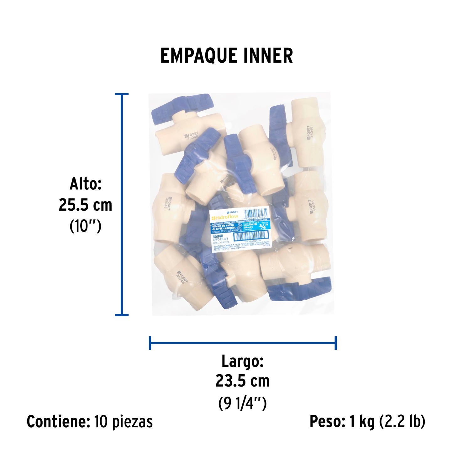 Válvula de esfera de CPVC de 3/4", FOSET 45048