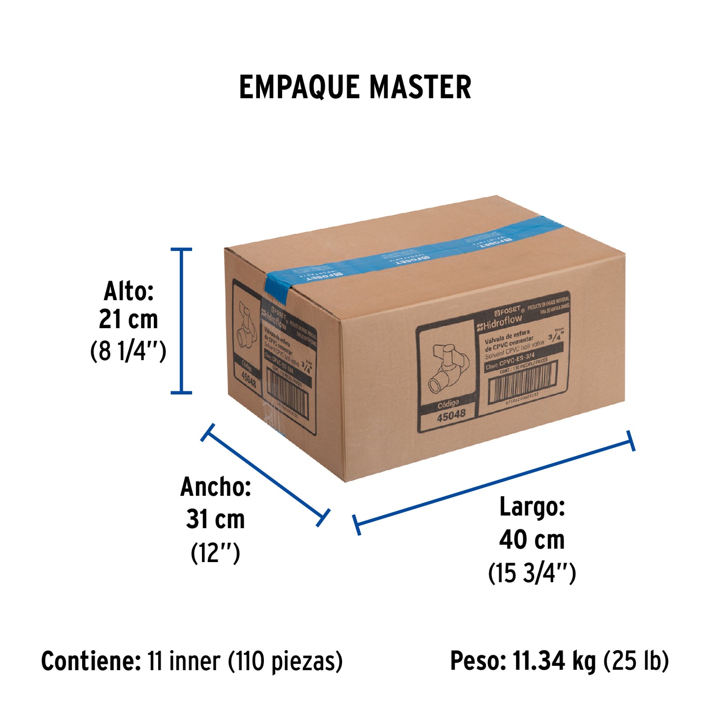 Válvula de esfera de CPVC de 3/4", FOSET 45048
