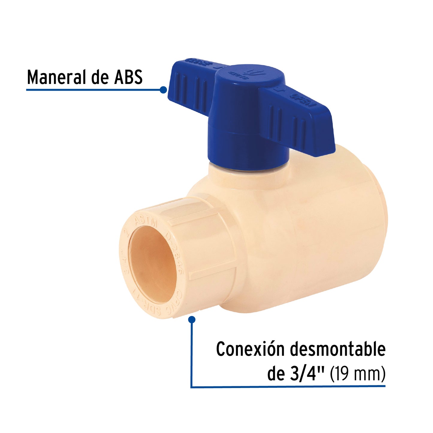 Válvula de esfera desmontable de CPVC de 3/4", FOSET 42016