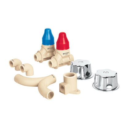 Kit de instalación p/regadera CPVC 1/2" con manerales, FOSET 46033