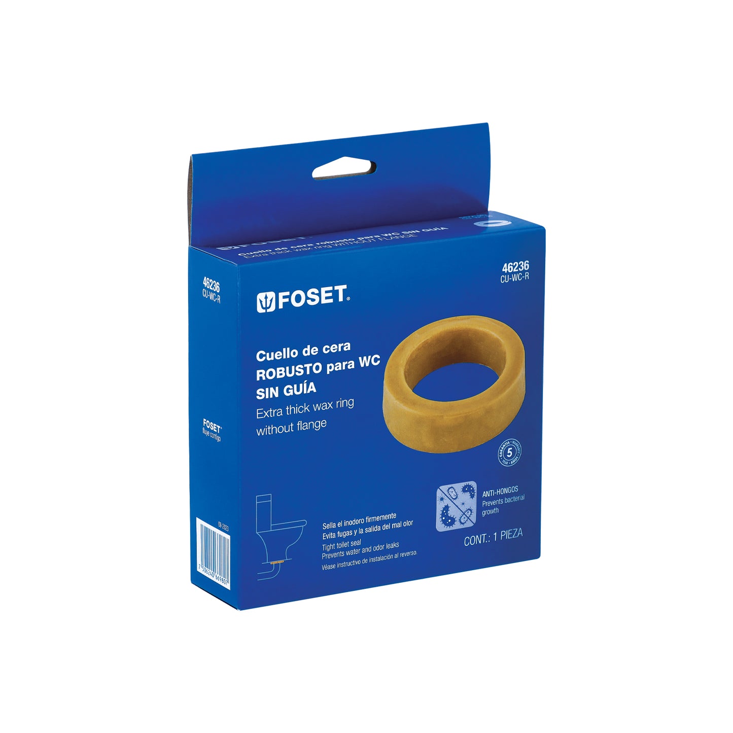 Cuello de cera sin guía para WC, robusto, 250 g, FOSET 46236