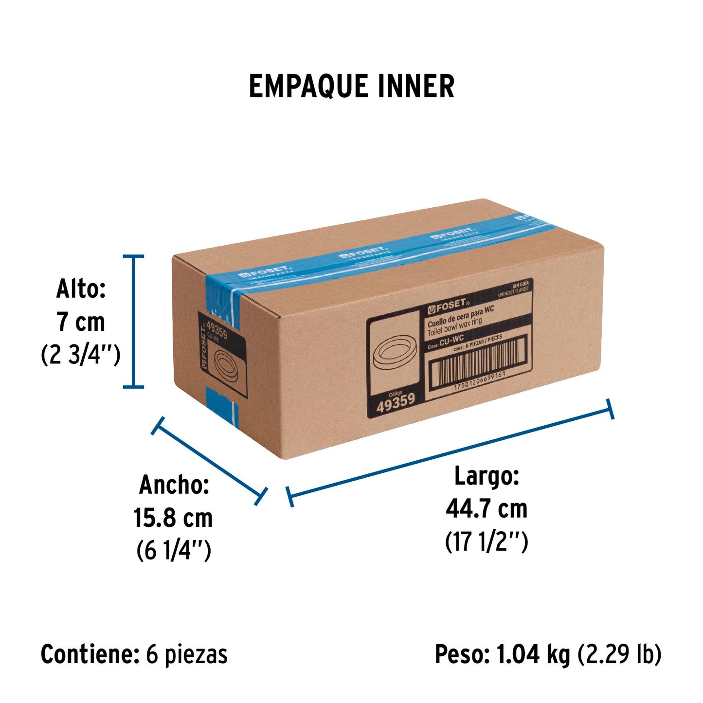 Cuello de cera sin guía para WC, 150 g, FOSET 49359