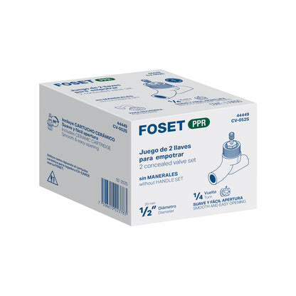 Juego de 2 llaves de empotrar PPR 1/2" sin manerales, FOSET 44449