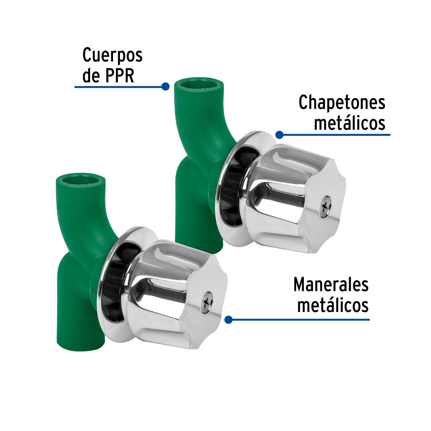 Juego de 2 llaves de empotrar PPR 1/2" con manerales, FOSET 49828