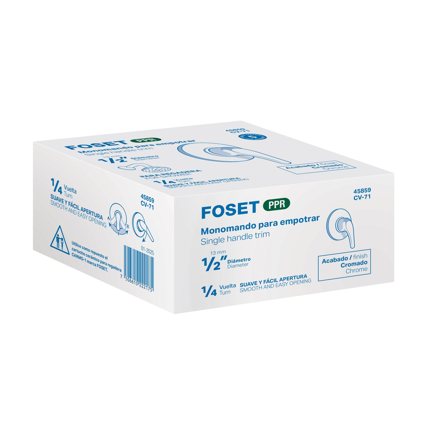 Monomando de empotrar para regadera PPR 1/2", FOSET 45859