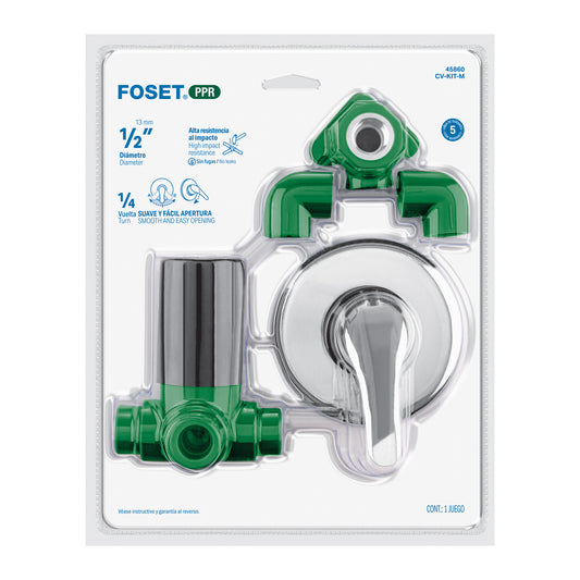 Kit de instalación p/regadera PPR 1/2" con monomando, FOSET 45860
