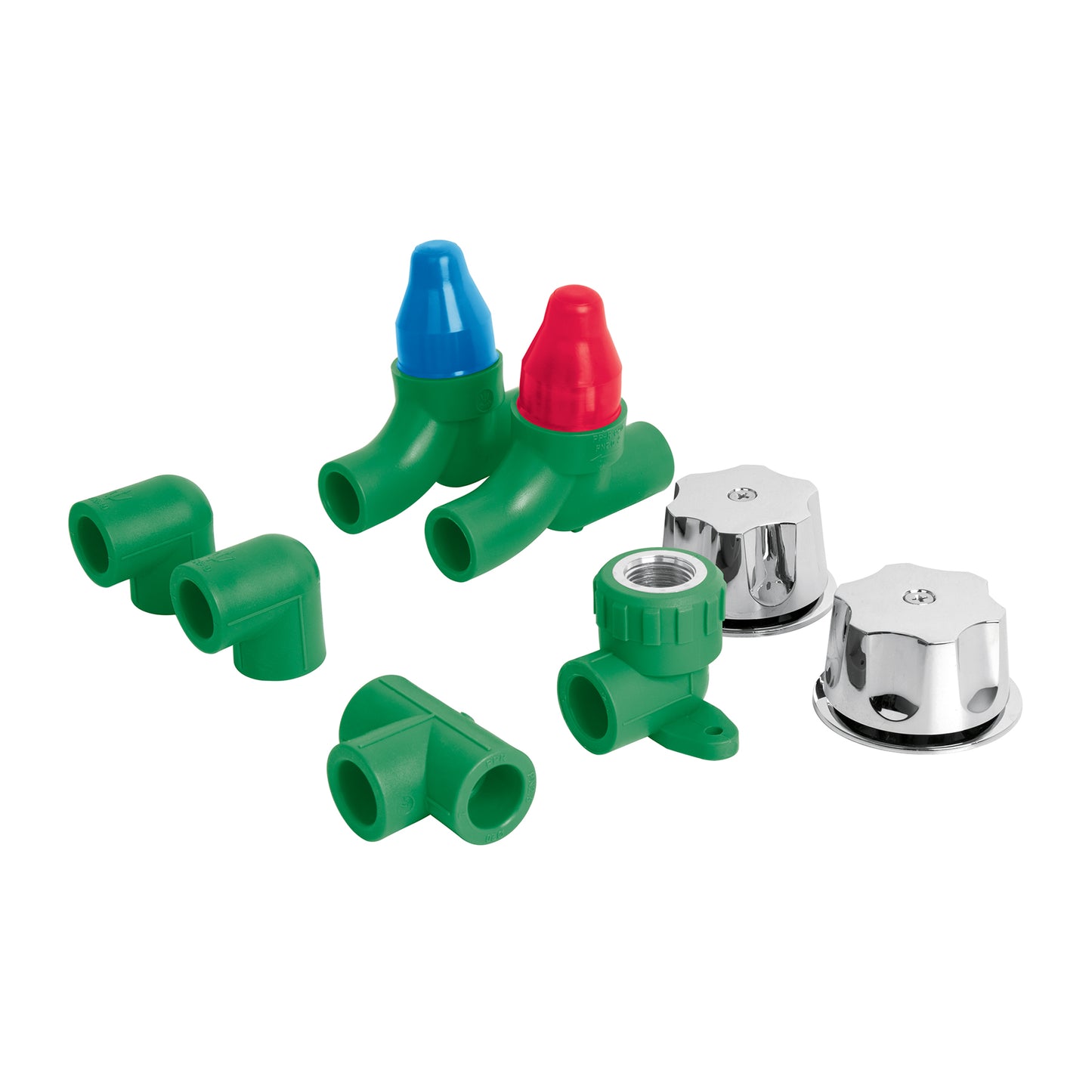 Kit de instalación p/regadera PPR 1/2" con manerales, FOSET 46035