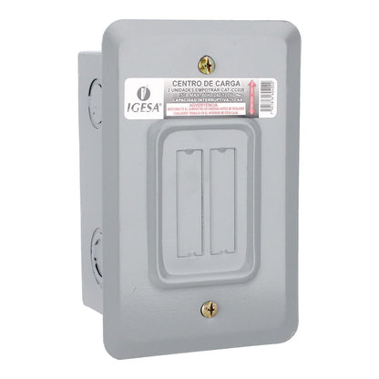 Centro de carga de 2 unidades 50 Amp empotrable CC02E IGESA