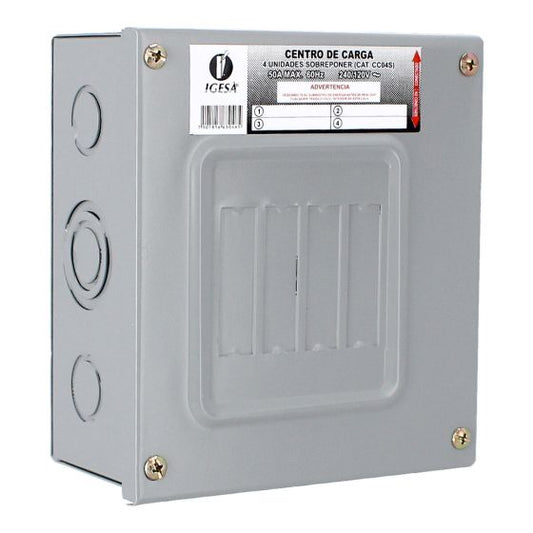 Centro de carga de 4 unidades 50 Amp de sobreponer CC04S IGESA
