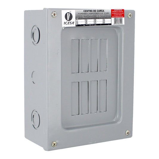 Centro de carga de 8 unidades 100 Amp de sobreponer CC08S IGESA
