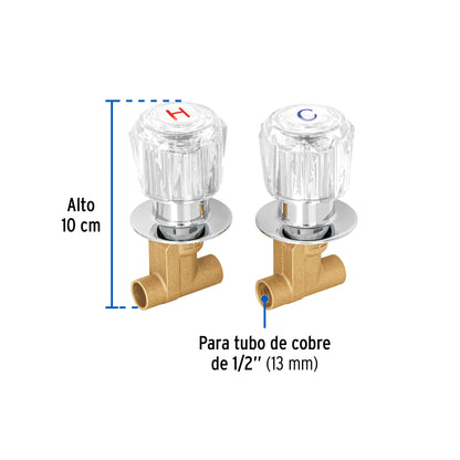 Juego llaves empotrar roscables, maneral acrílico, Foset 49252