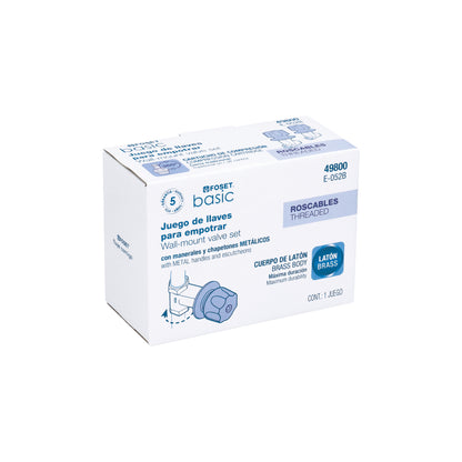 Juego llaves empotrar roscables, maneral metálico, Basic 49800